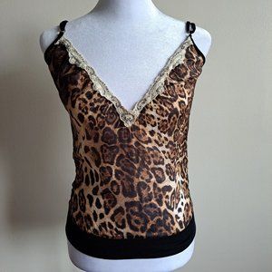 VDP Italian Women's Leopard Print Silk Tank Top Size IT40 / XS